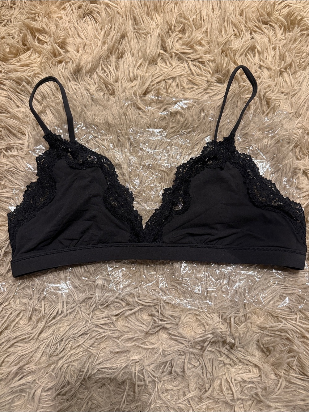 Skims Lace-Trim Bralette - Black
